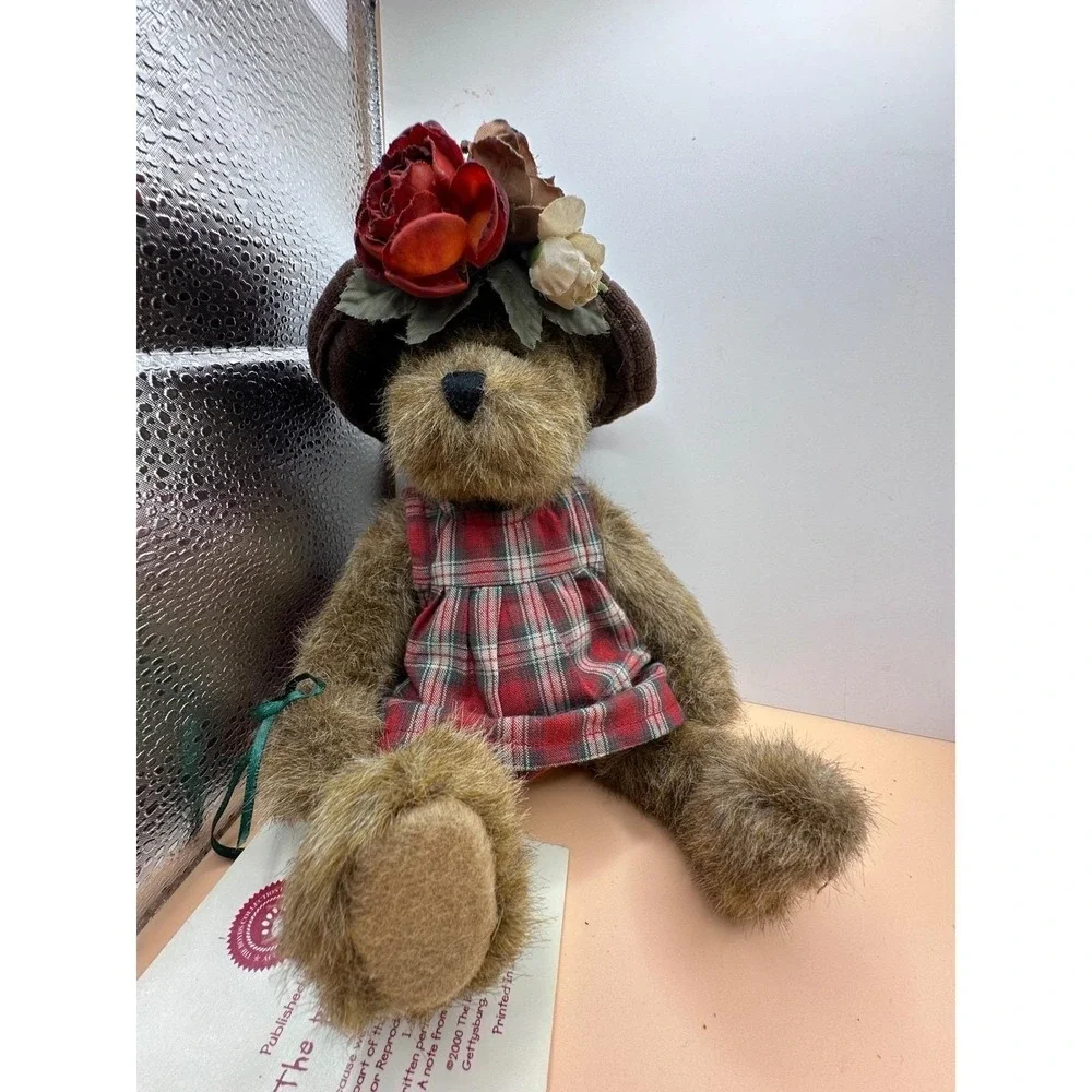 Boyds Bears Lizzie Wishkabibble Plush Bear 50002 Plaid Dress Corduroy Hat 2000